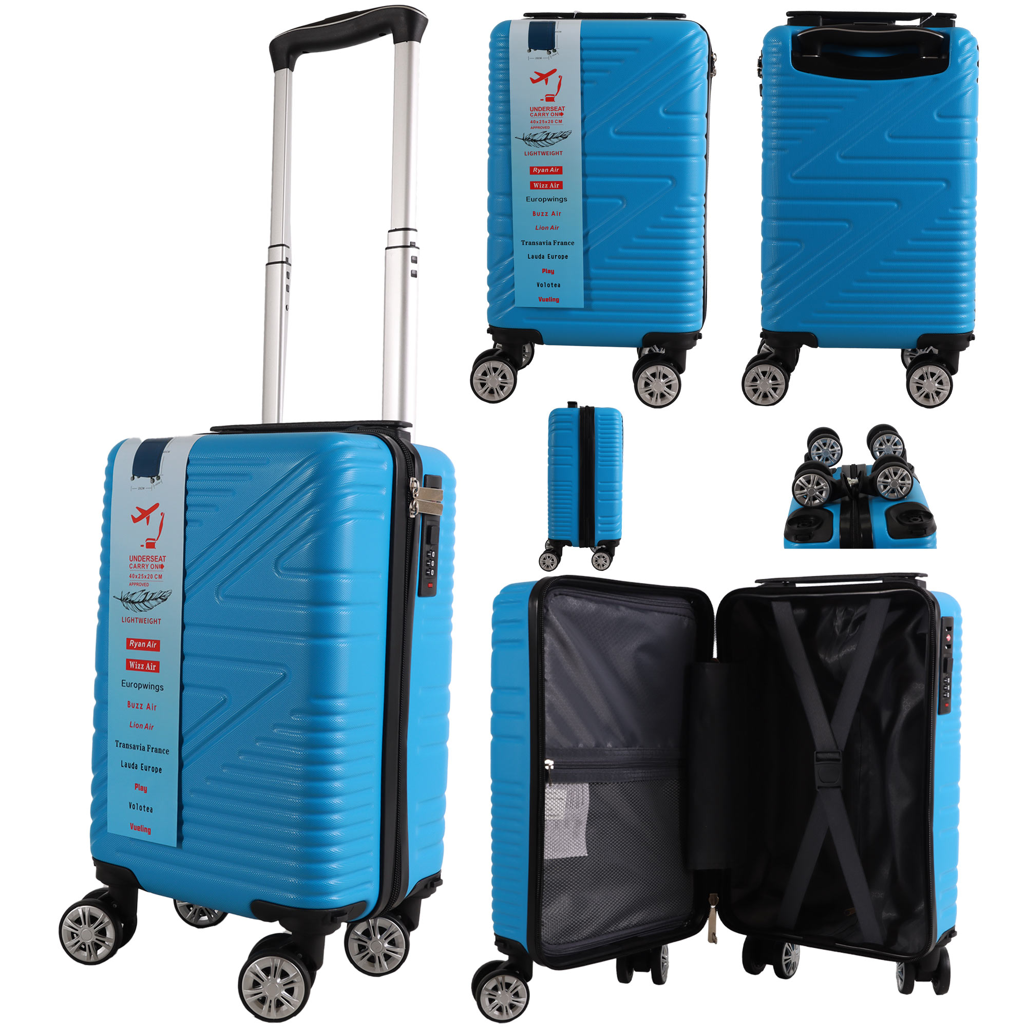 (image for) T-HC-US-1624 BLUE RYAN AIR CABIN-SIZED TRAVEL TROLLEY SUITCASE